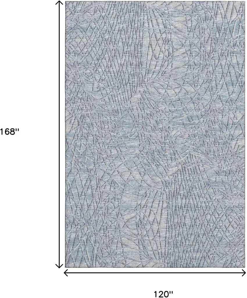 Blue And Gray Abstract Washable Indoor Outdoor Area Rug Photo 3