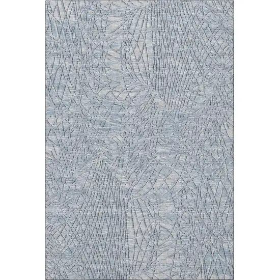 Blue And Gray Abstract Washable Indoor Outdoor Area Rug Photo 4