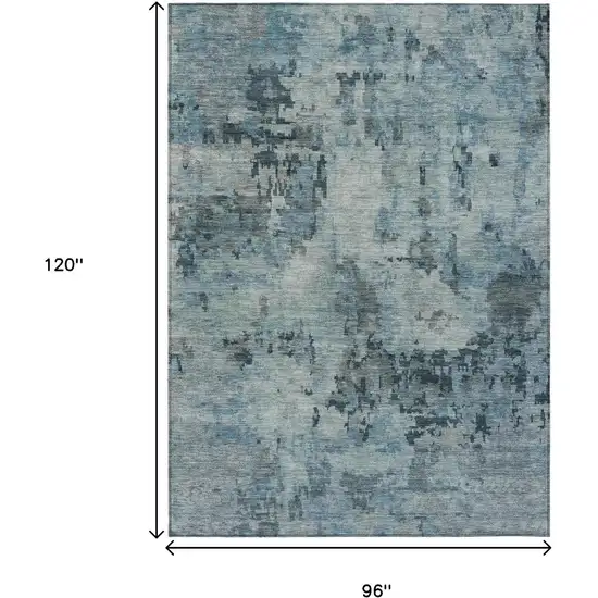 Blue And Gray Abstract Washable Indoor Outdoor Area Rug Photo 3
