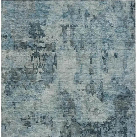 Blue And Gray Abstract Washable Indoor Outdoor Area Rug Photo 3