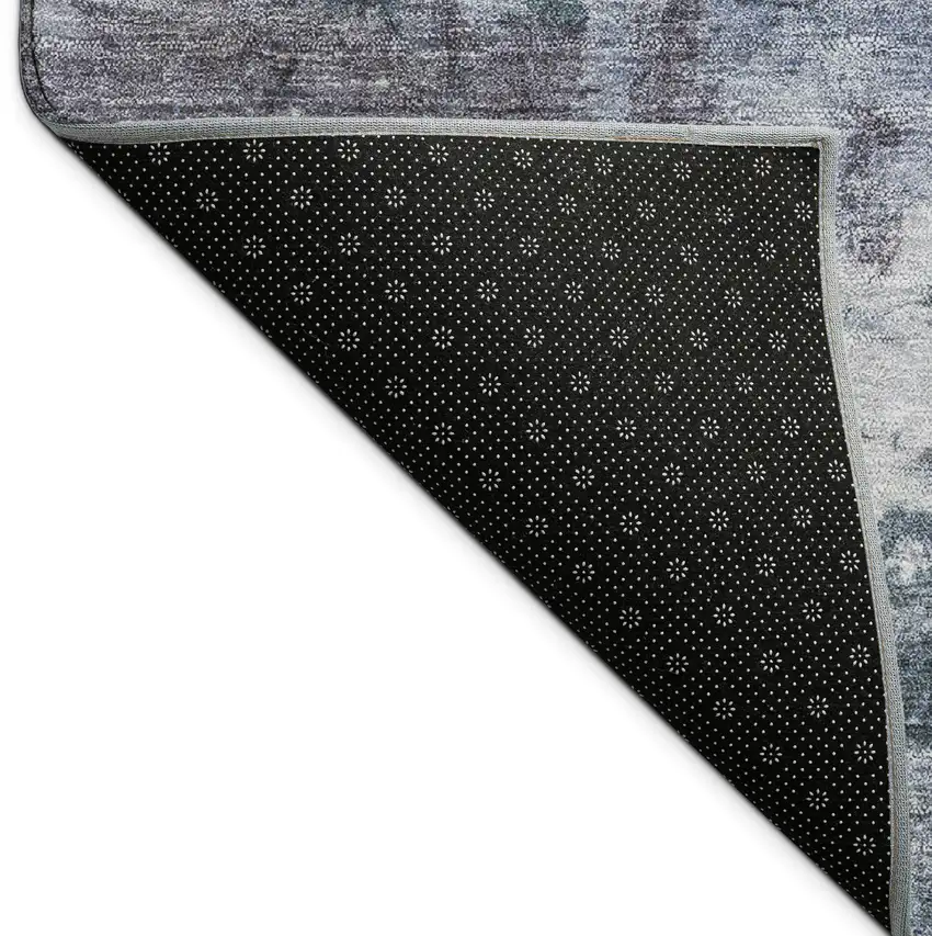 Blue And Gray Abstract Washable Indoor Outdoor Area Rug Photo 8