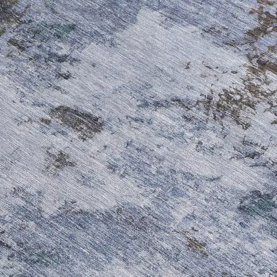 Blue And Gray Abstract Washable Indoor Outdoor Area Rug Photo 2
