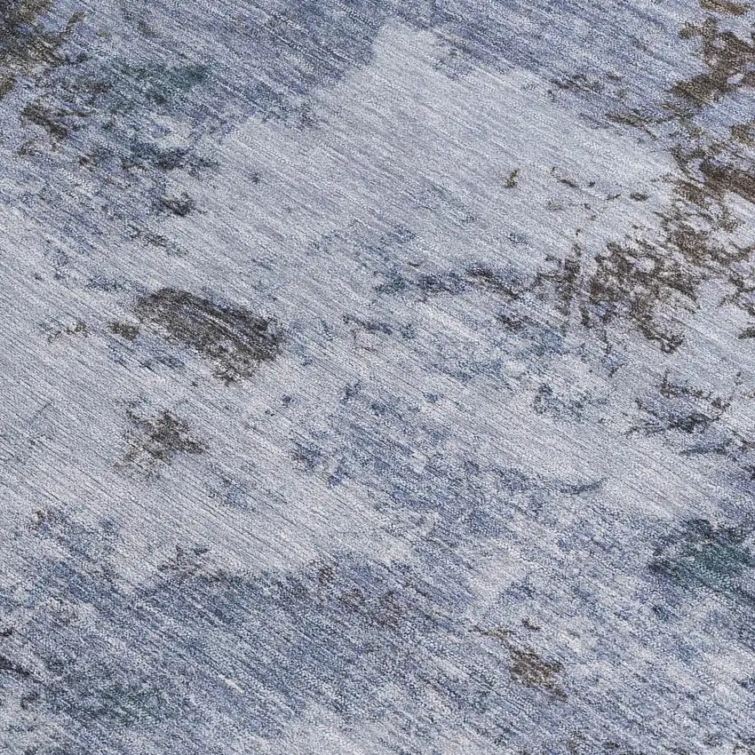 Blue And Gray Abstract Washable Indoor Outdoor Area Rug Photo 2