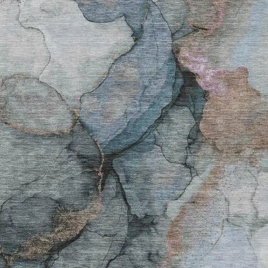 Blue And Gray Abstract Washable Indoor Outdoor Area Rug Photo 2