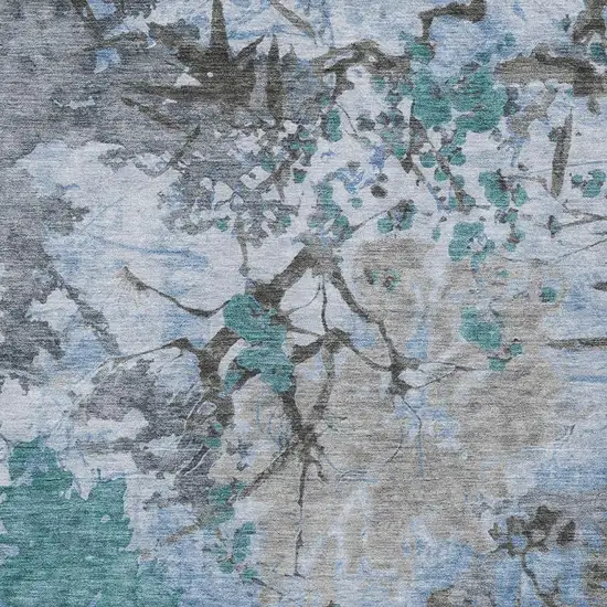 Blue And Gray Abstract Washable Indoor Outdoor Area Rug Photo 5