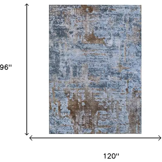 Blue And Gray Abstract Washable Indoor Outdoor Area Rug Photo 7