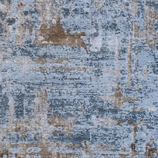 Blue And Gray Abstract Washable Indoor Outdoor Area Rug Photo 3