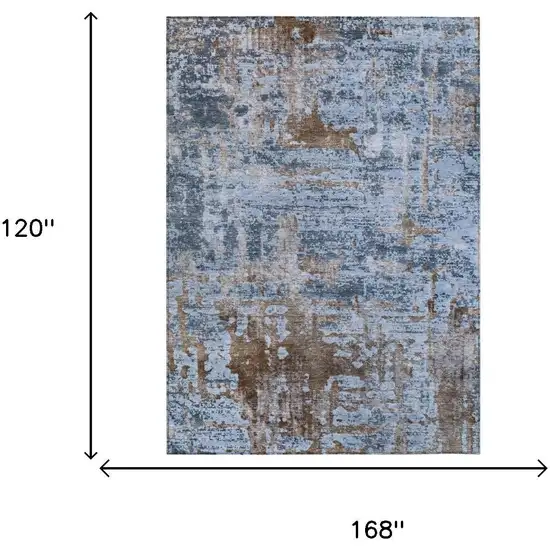 Blue And Gray Abstract Washable Indoor Outdoor Area Rug Photo 7