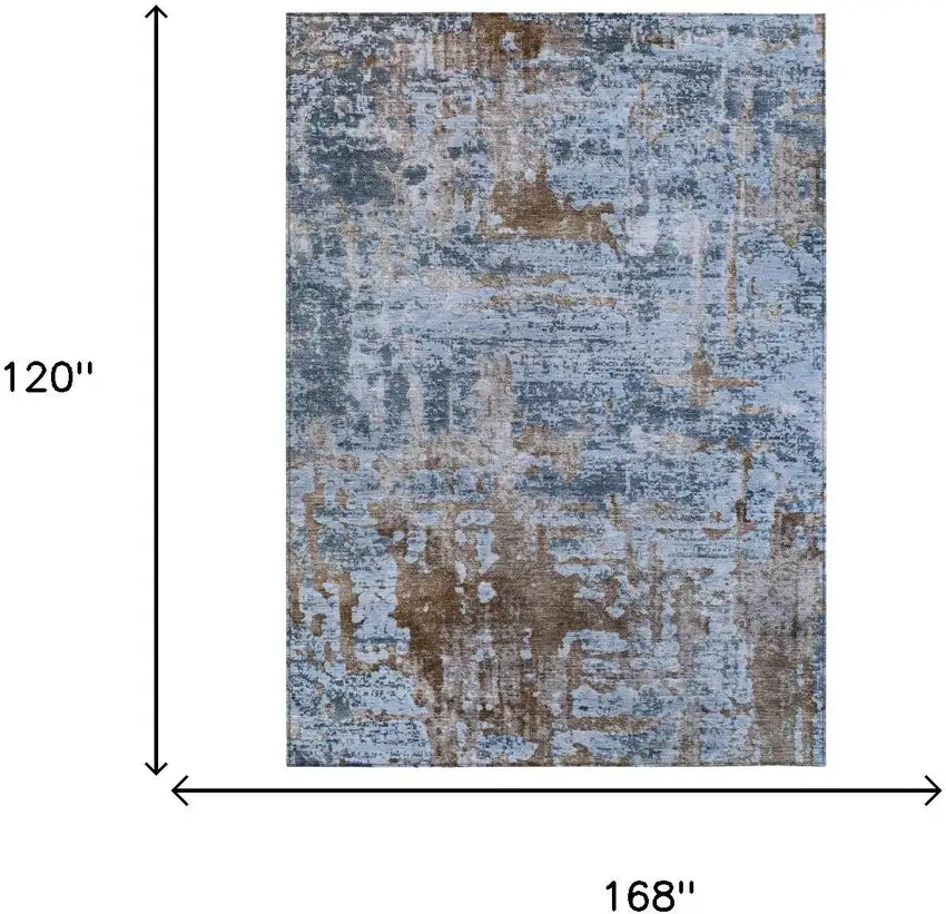 Blue And Gray Abstract Washable Indoor Outdoor Area Rug Photo 7