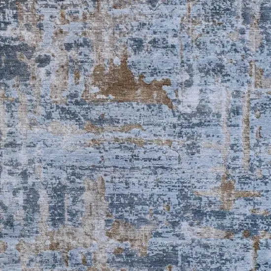 Blue And Gray Abstract Washable Indoor Outdoor Area Rug Photo 3