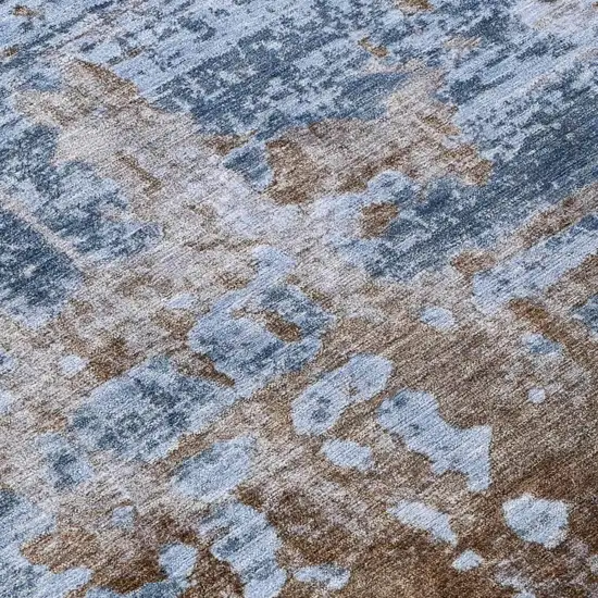 Blue And Gray Abstract Washable Indoor Outdoor Area Rug Photo 6
