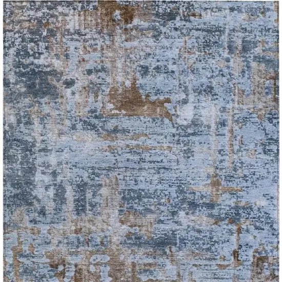 Blue And Gray Abstract Washable Indoor Outdoor Area Rug Photo 4