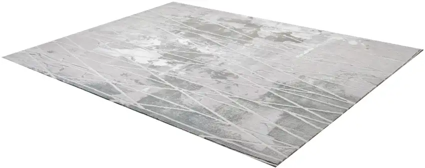 Blue And Gray Abstract Washable Non Skid Area Rug Photo 2