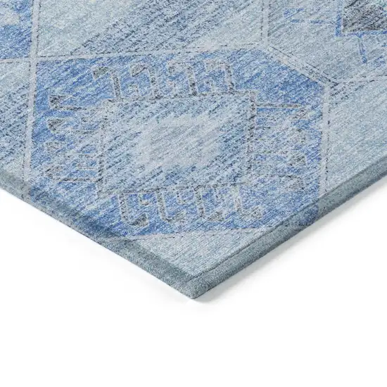 Blue And Gray Aztec Washable Indoor Outdoor Area Rug Photo 6