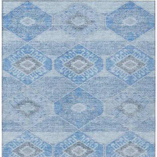 Blue And Gray Aztec Washable Indoor Outdoor Area Rug Photo 9