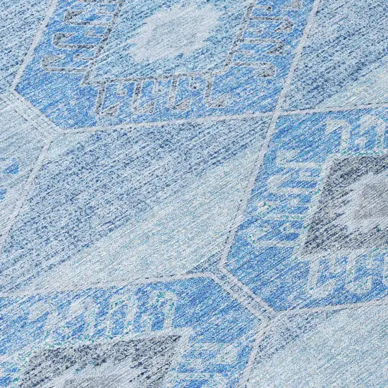 Blue And Gray Aztec Washable Indoor Outdoor Area Rug Photo 8