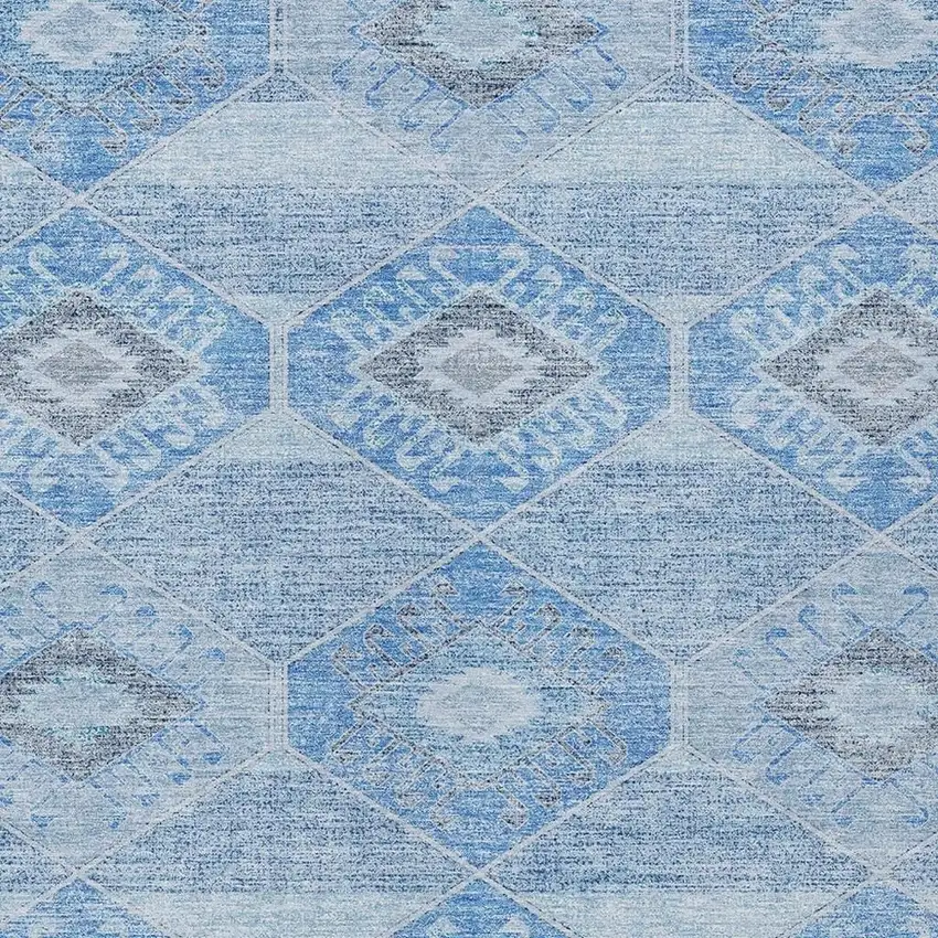Blue And Gray Aztec Washable Indoor Outdoor Area Rug Photo 4