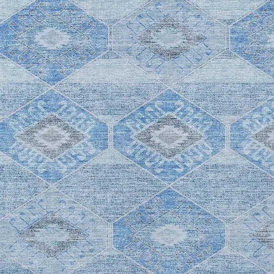 Blue And Gray Aztec Washable Indoor Outdoor Area Rug Photo 3
