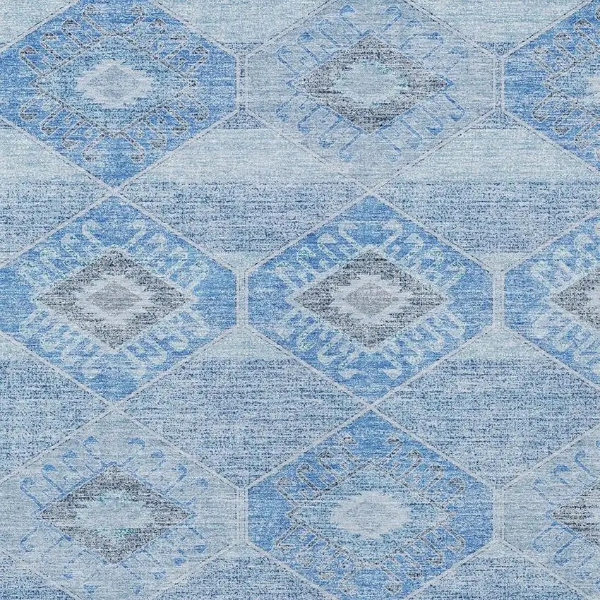 Blue And Gray Aztec Washable Indoor Outdoor Area Rug Photo 3