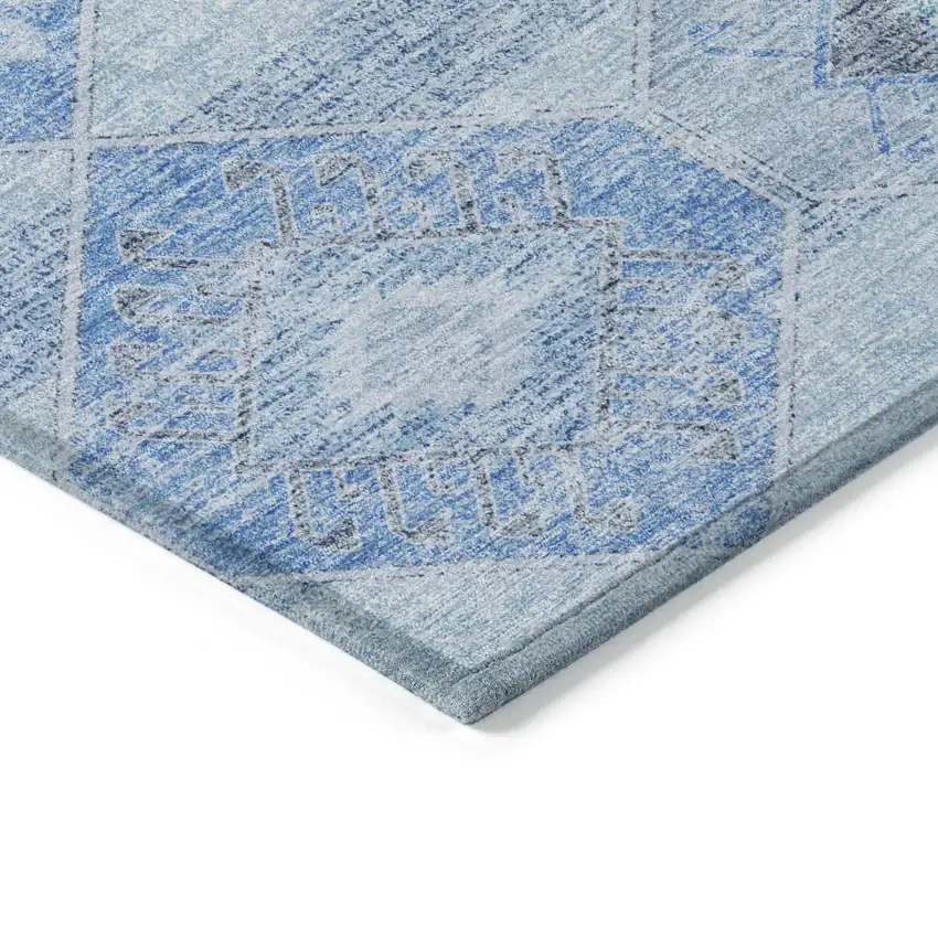Blue And Gray Aztec Washable Indoor Outdoor Area Rug Photo 6