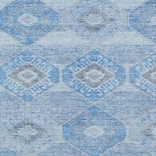 Blue And Gray Aztec Washable Indoor Outdoor Area Rug Photo 4