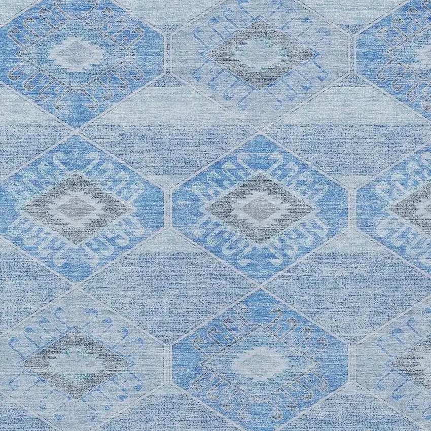 Blue And Gray Aztec Washable Indoor Outdoor Area Rug Photo 4