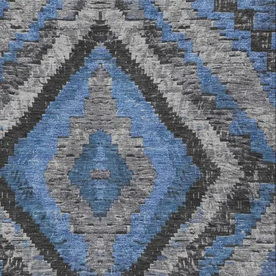 Blue And Gray Aztec Washable Indoor Outdoor Area Rug Photo 4