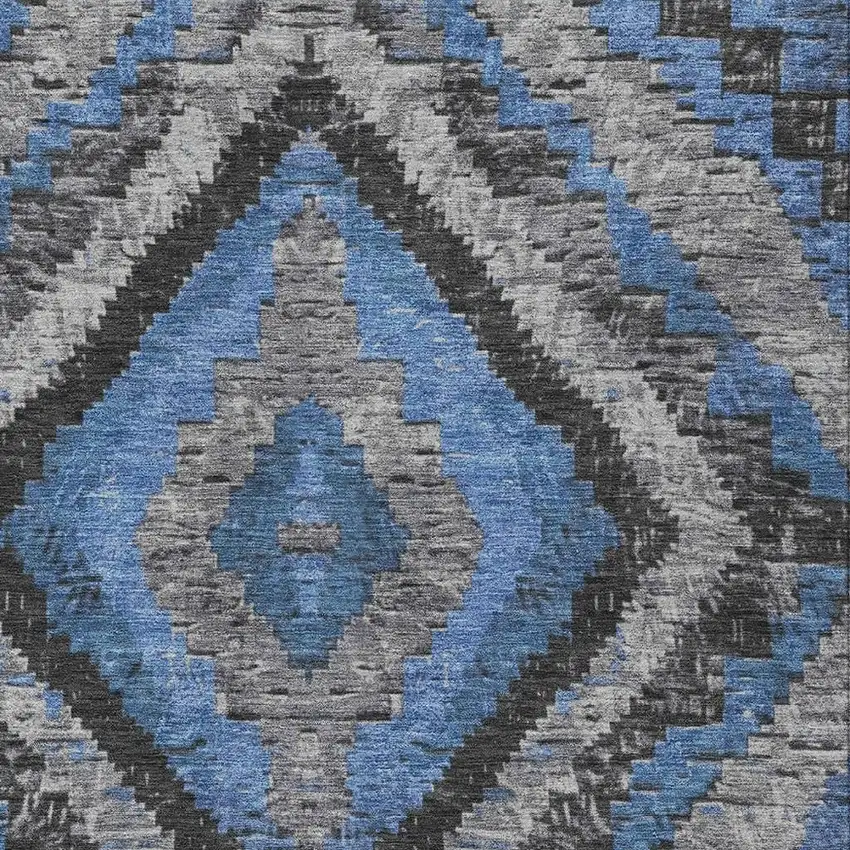 Blue And Gray Aztec Washable Indoor Outdoor Area Rug Photo 4