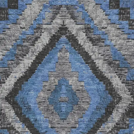 Blue And Gray Aztec Washable Indoor Outdoor Area Rug Photo 4