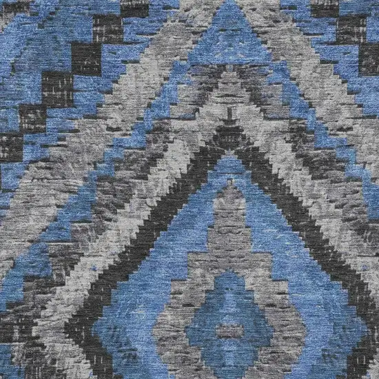 Blue And Gray Aztec Washable Indoor Outdoor Area Rug Photo 4