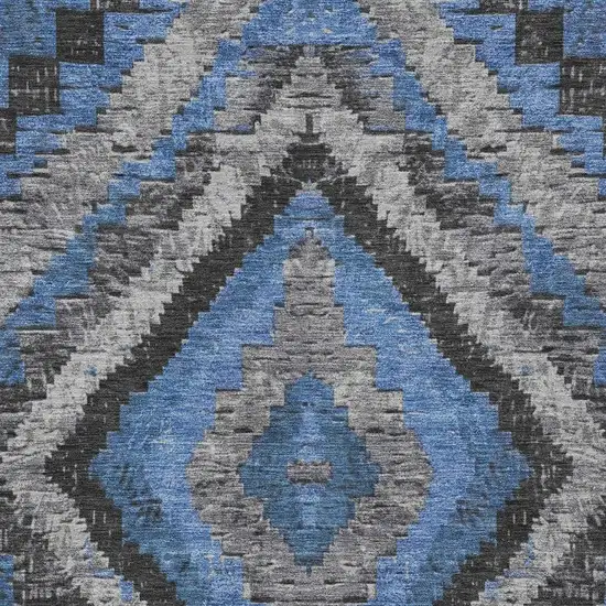 Blue And Gray Aztec Washable Indoor Outdoor Area Rug Photo 3