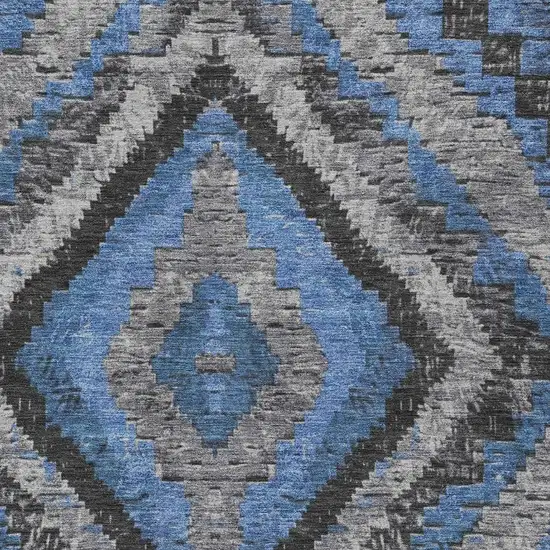 Blue And Gray Aztec Washable Indoor Outdoor Area Rug Photo 3