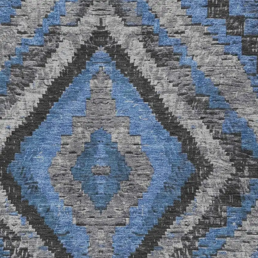 Blue And Gray Aztec Washable Indoor Outdoor Area Rug Photo 3