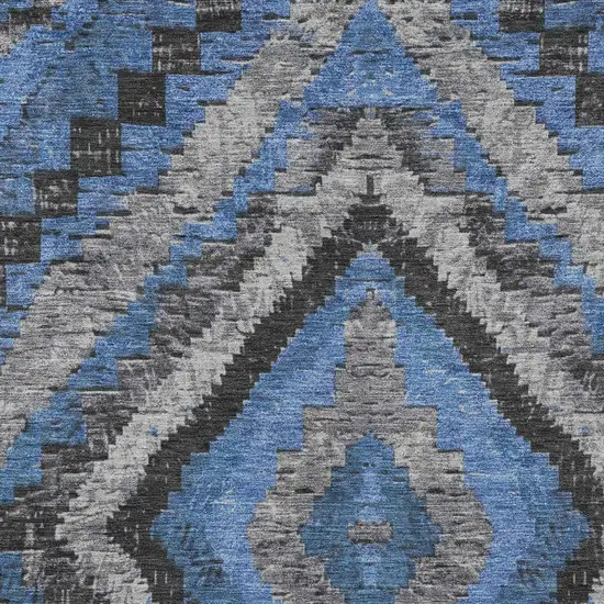 Blue And Gray Aztec Washable Indoor Outdoor Area Rug Photo 8