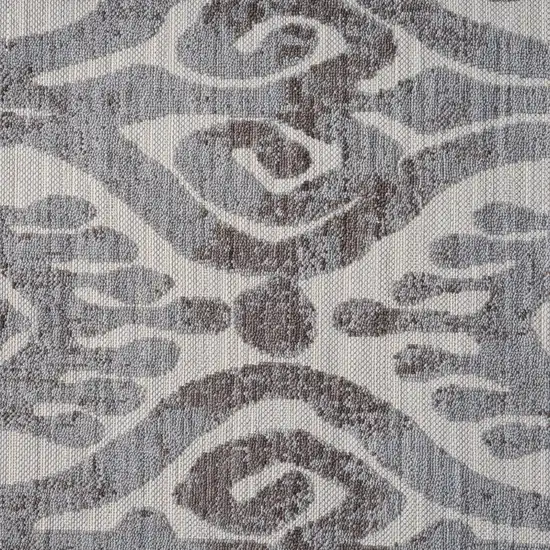 Blue And Gray Damask Indoor Outdoor Area Rug Photo 9