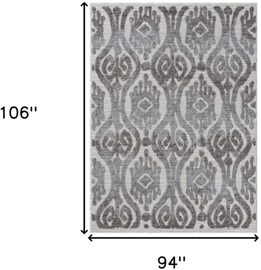 Blue And Gray Damask Indoor Outdoor Area Rug Photo 8