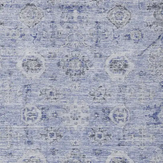Blue And Gray Damask Washable Indoor Outdoor Area Rug Photo 5