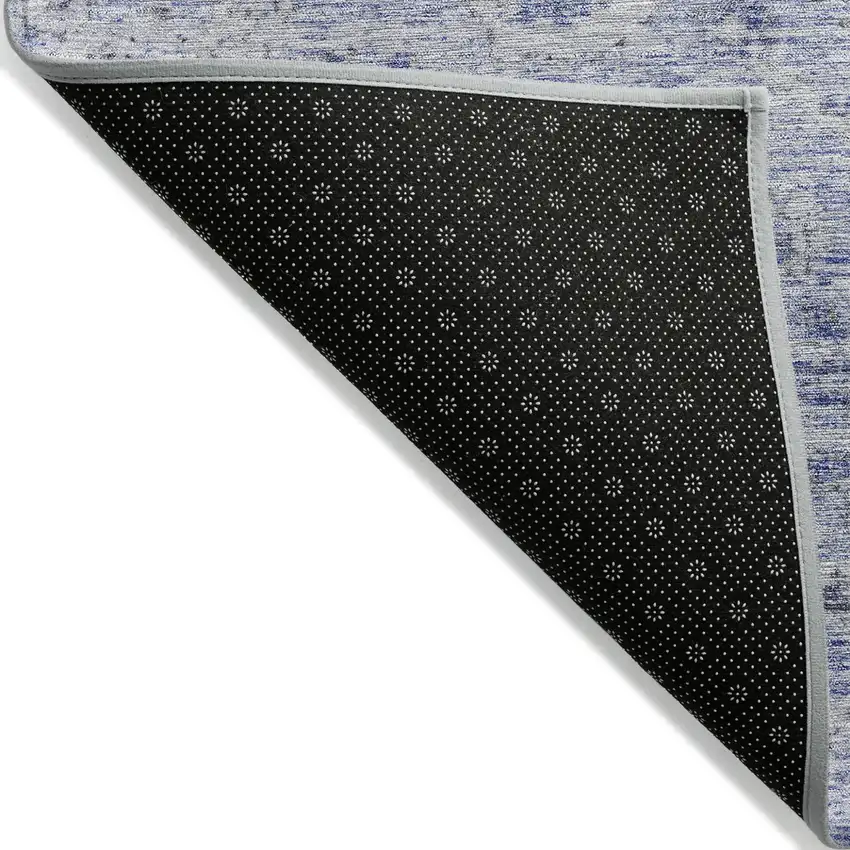 Blue And Gray Damask Washable Indoor Outdoor Area Rug Photo 3