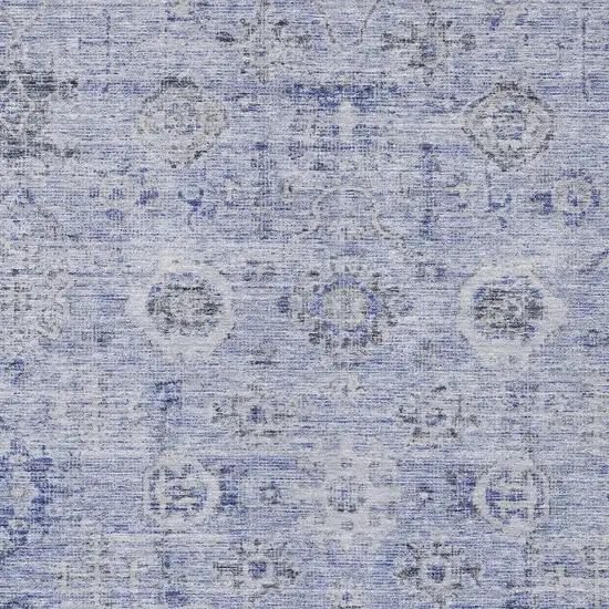 Blue And Gray Damask Washable Indoor Outdoor Area Rug Photo 5