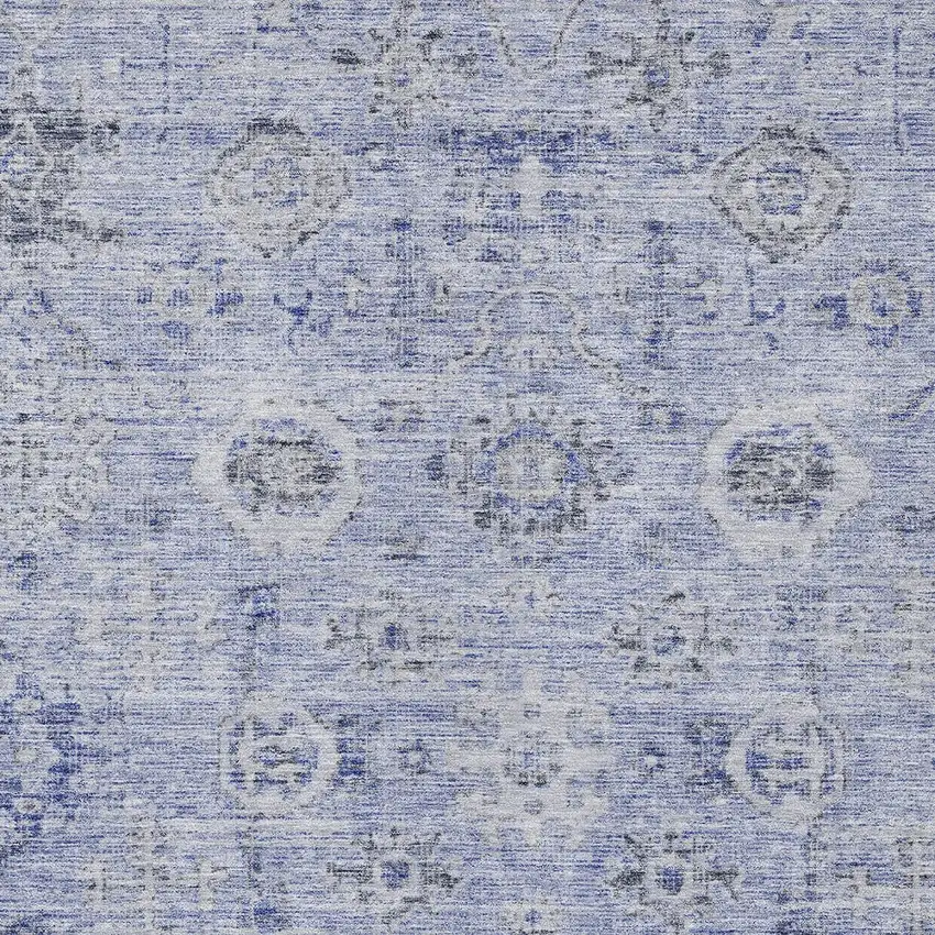 Blue And Gray Damask Washable Indoor Outdoor Area Rug Photo 5