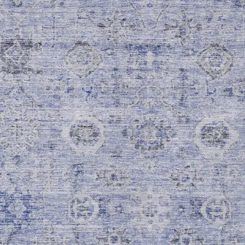 Blue And Gray Damask Washable Indoor Outdoor Area Rug Photo 5