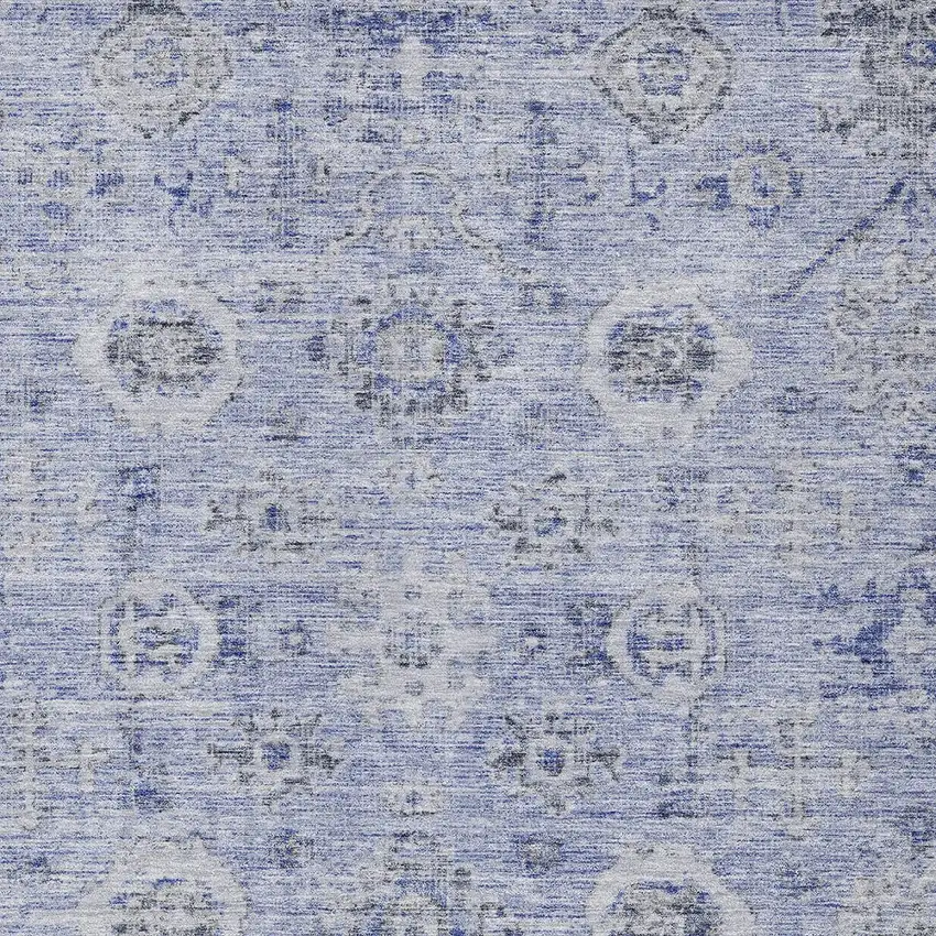 Blue And Gray Damask Washable Indoor Outdoor Area Rug Photo 5
