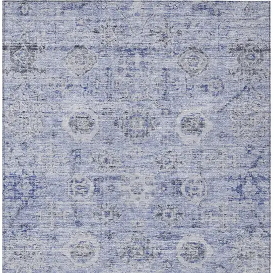 Blue And Gray Damask Washable Indoor Outdoor Area Rug Photo 6
