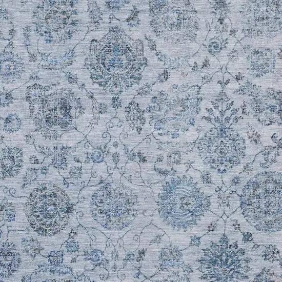 Blue And Gray Damask Washable Indoor Outdoor Area Rug Photo 4