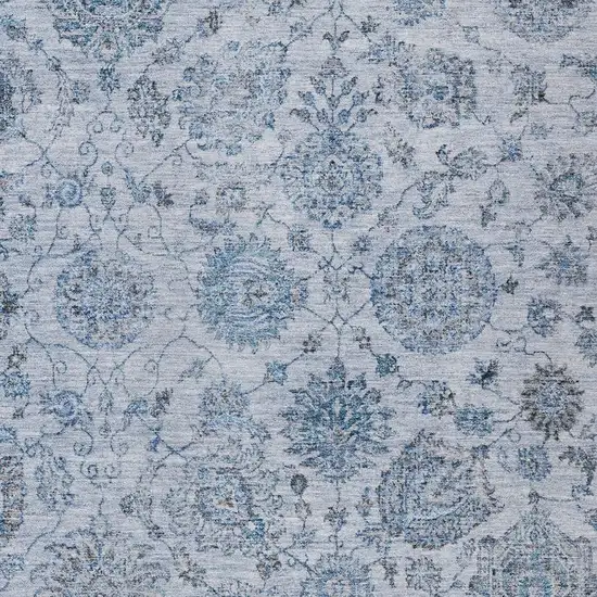 Blue And Gray Damask Washable Indoor Outdoor Area Rug Photo 3
