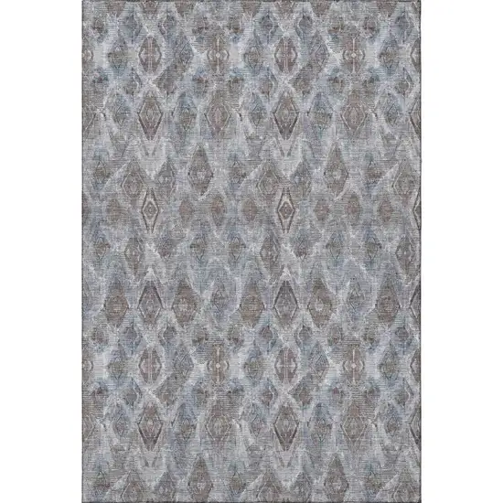 Blue And Gray Diamond Washable Area Rug With UV Protection Photo 2