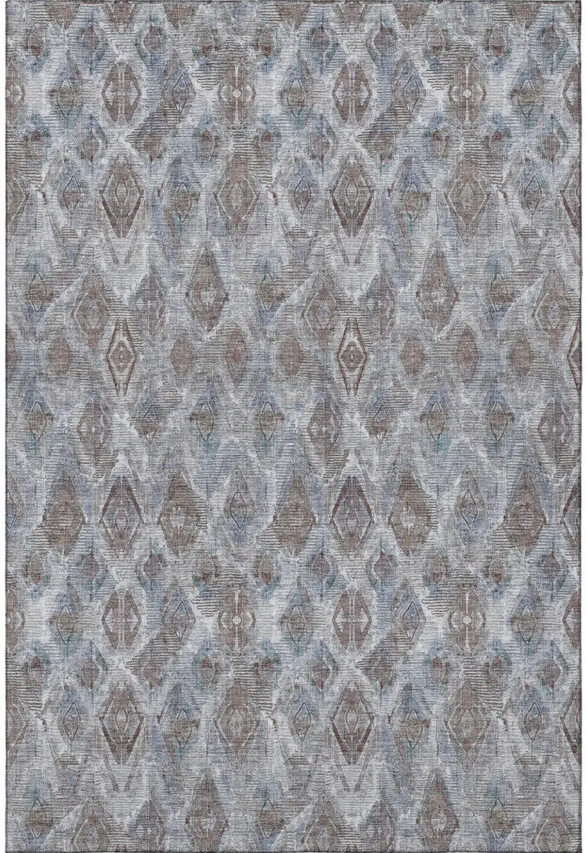 Blue And Gray Diamond Washable Area Rug With UV Protection Photo 2