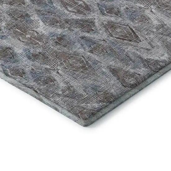 Blue And Gray Diamond Washable Area Rug With UV Protection Photo 8