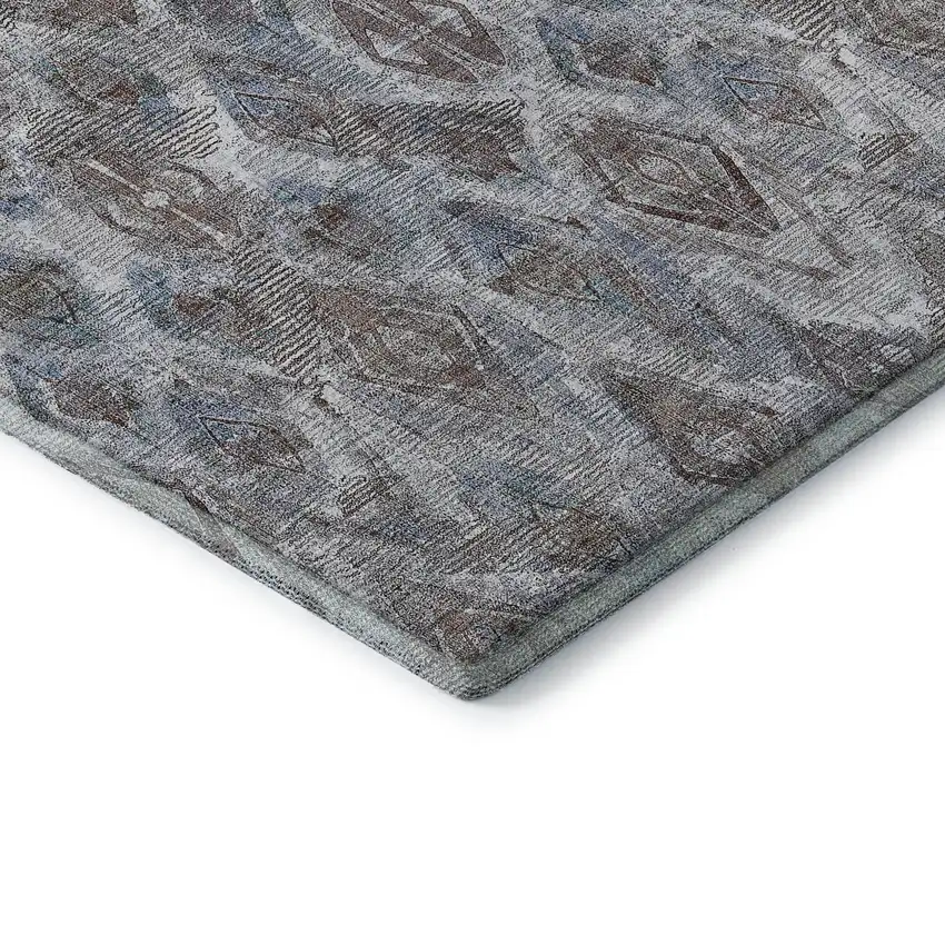 Blue And Gray Diamond Washable Area Rug With UV Protection Photo 8