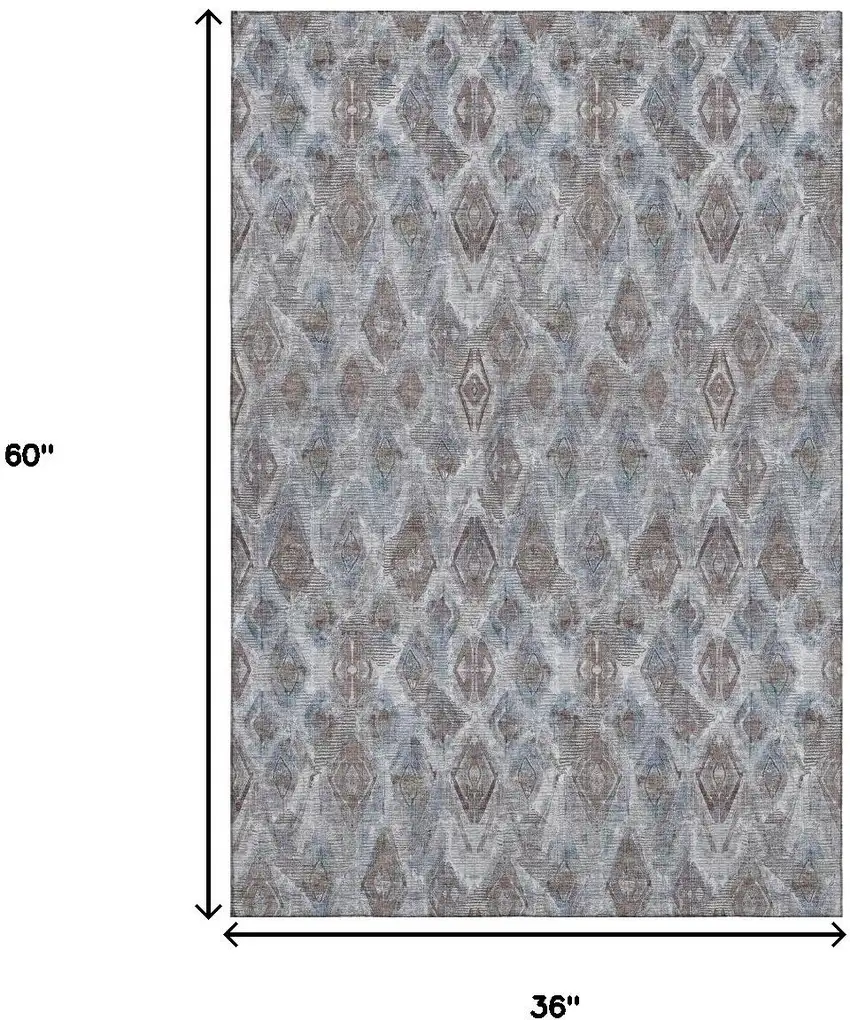 Blue And Gray Diamond Washable Area Rug With UV Protection Photo 9